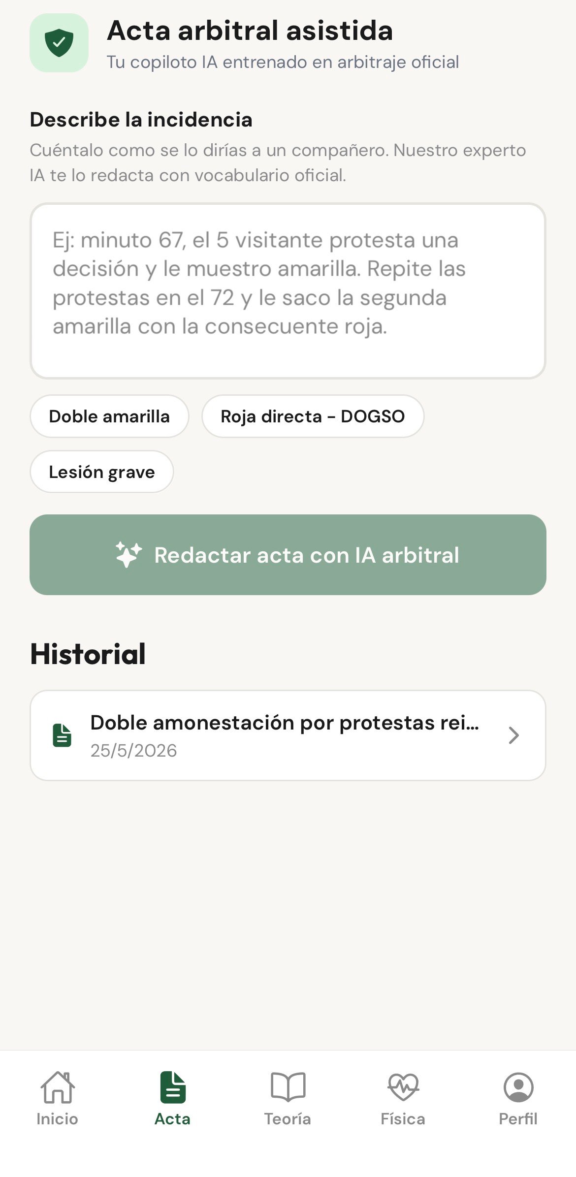 Acta arbitral asistida